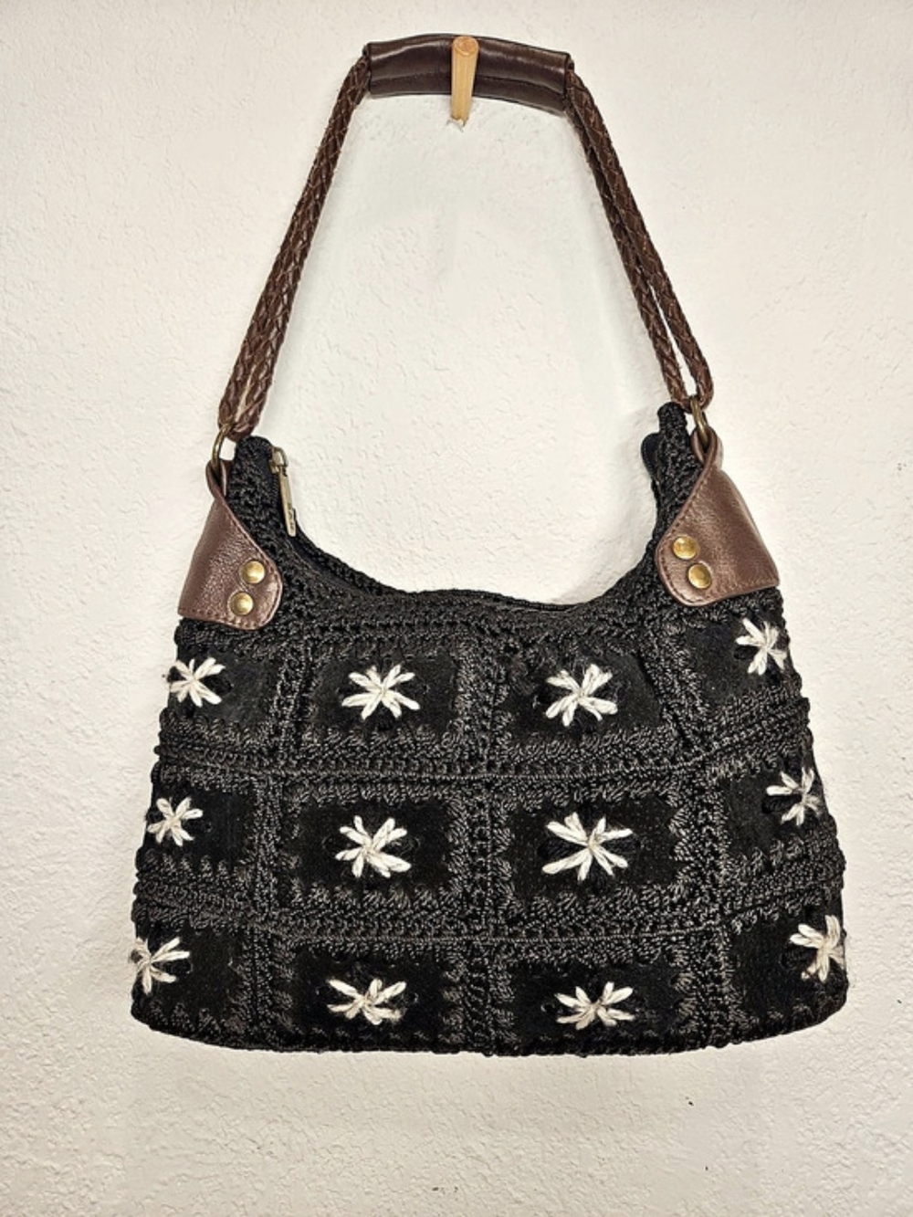 The Sak Floral Shoulder Bag in Black & White